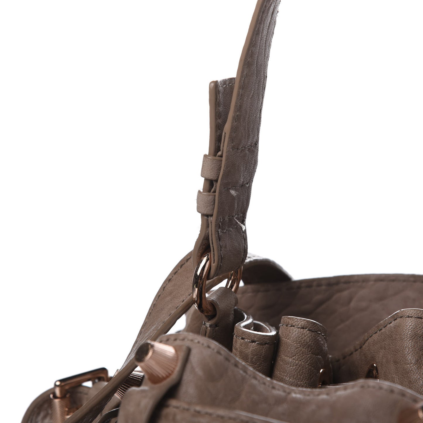 Pebbled Lambskin Diego Bucket Bag Latte