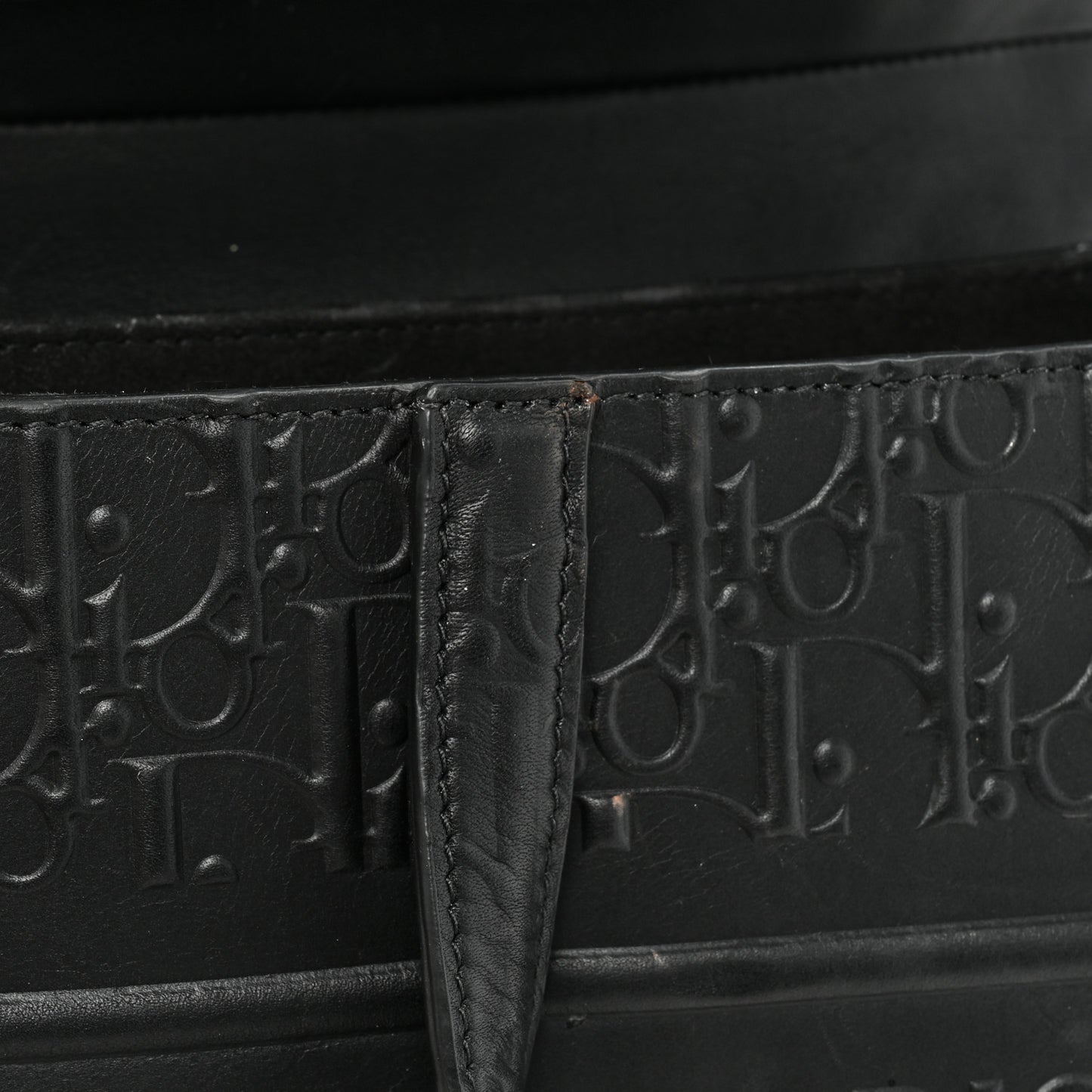 Calfskin Embossed Oblique Saddle Bag Black