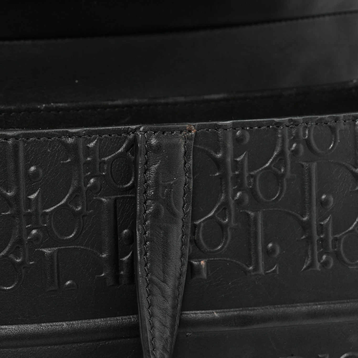 Christian Dior Calfskin Embossed Oblique Saddle Bag Black 13 of 16