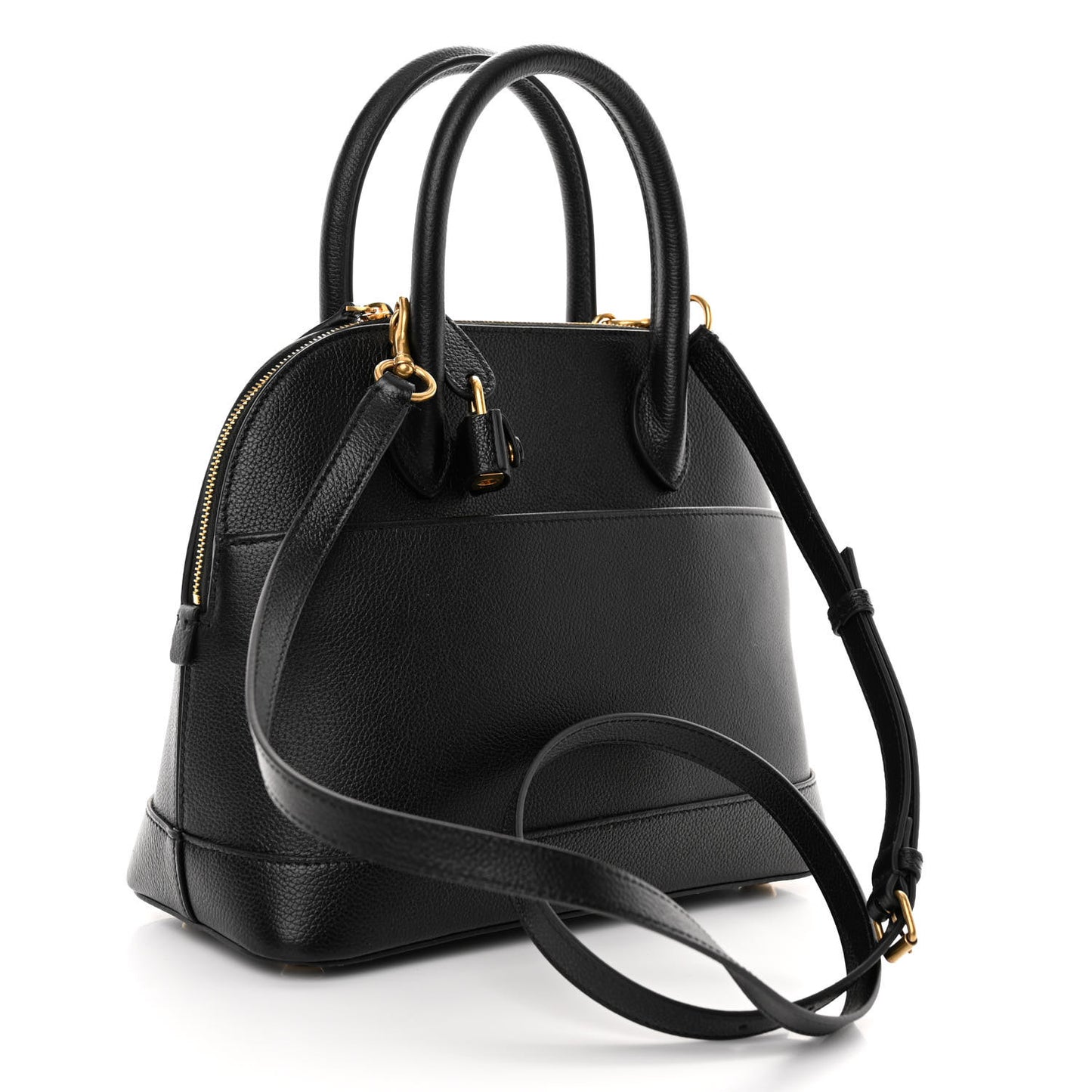 Grained Calfskin Logo S Ville Top Handle Bag Black White