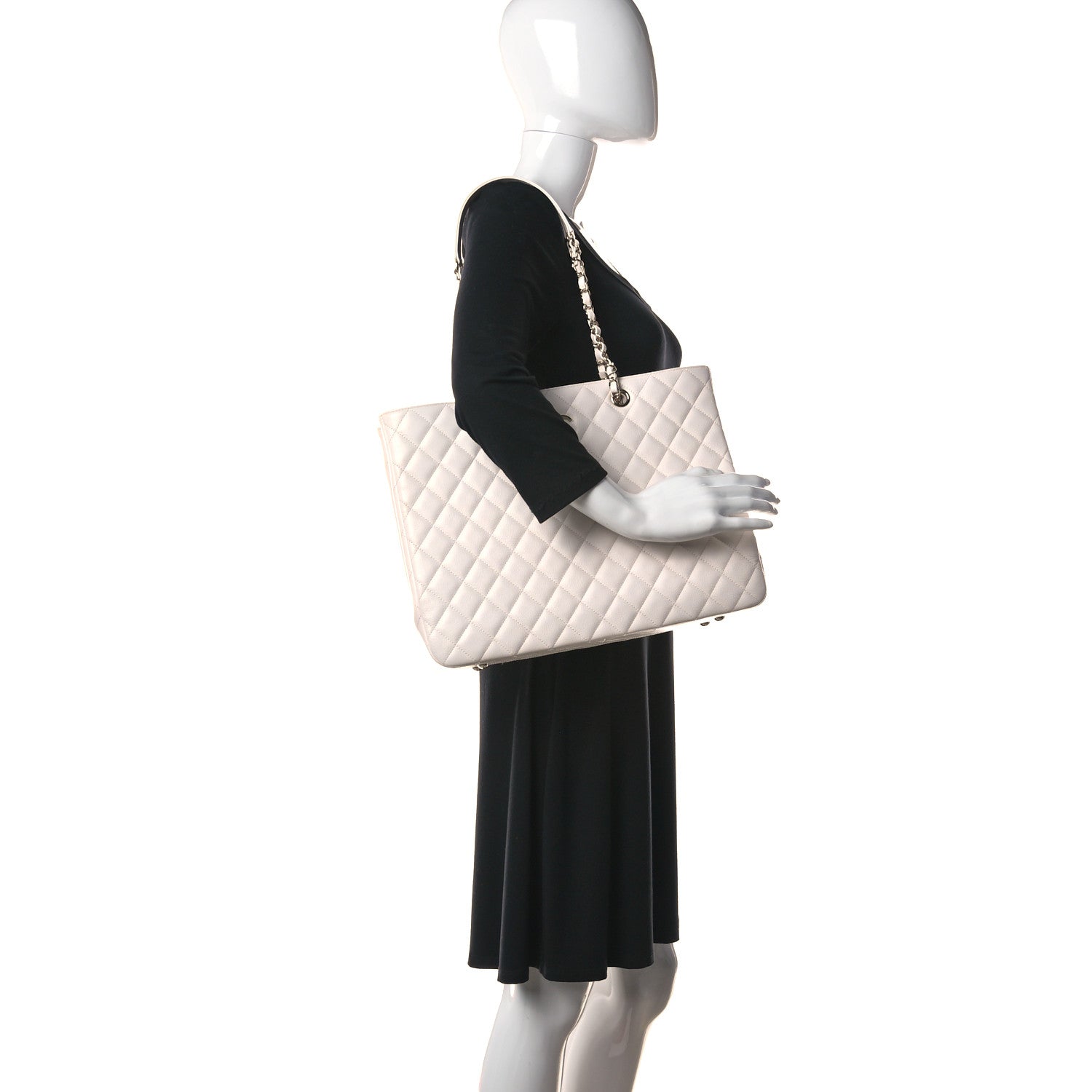 Chanel Caviar Quilted Large Classic Shopping Tote White 2 of 13