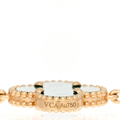 Van Cleef & Arpels 18K Yellow Gold Malachite 5 Motifs Vintage Alhambra Bracelet 4 of 5