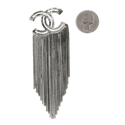 Chanel Crystal Chain Fringe CC Brooch Silver 2 of 4