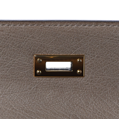 Hermes Ostrich Kelly Pochette Clutch Gris Asphalte 18 of 24