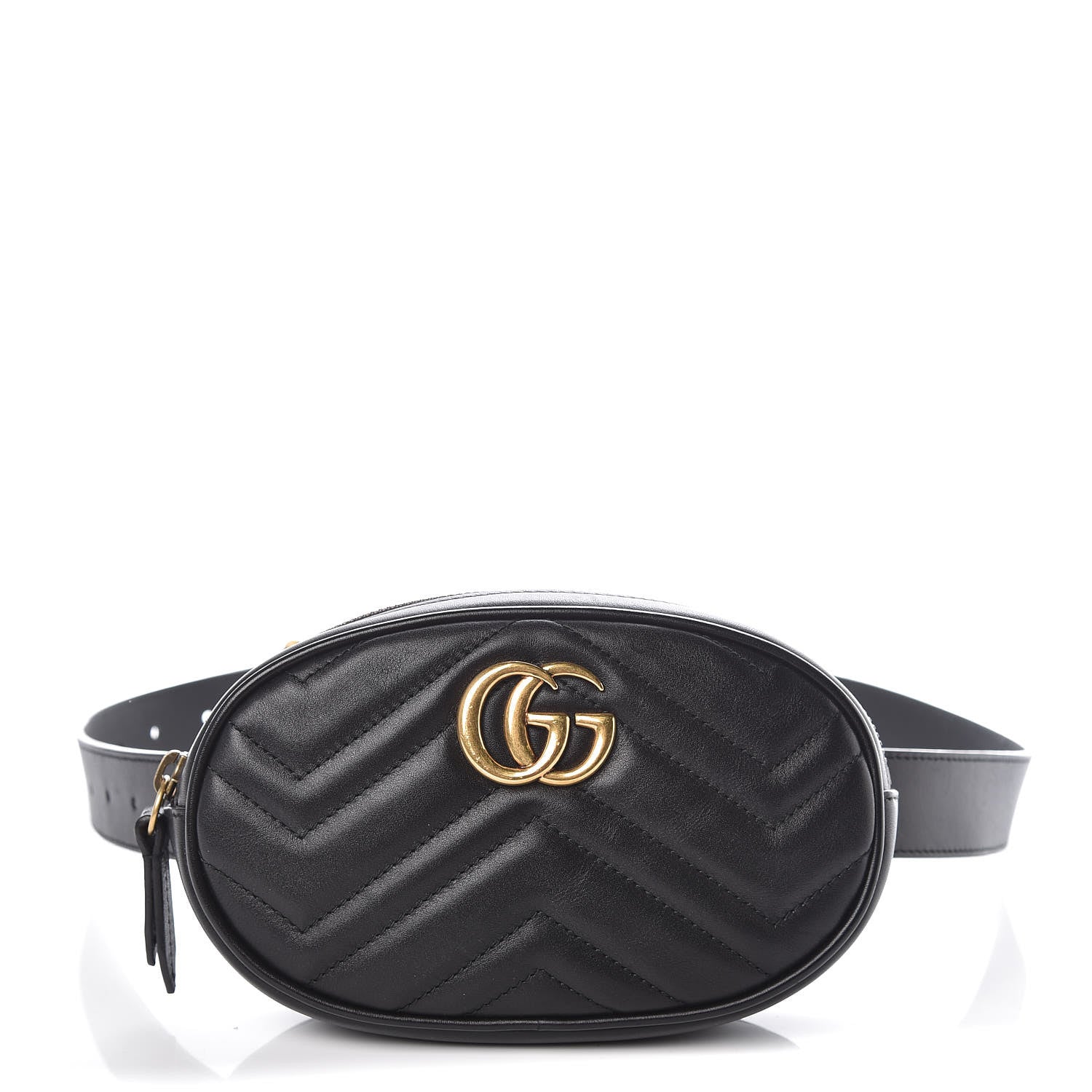 Gucci Calfskin Matelasse GG Marmont Belt Bag 95 38 Black 1 of 8