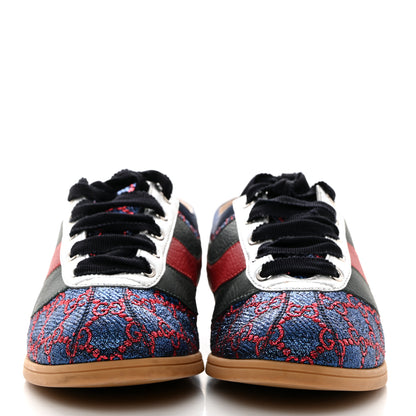 Gucci Lurex Calfskin Web GG Monogram Womens Falacer Sneakers 37 Iridescent Blue 2 of 9