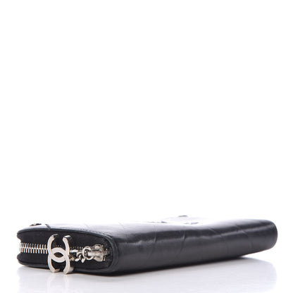 Chanel Lambskin Chevron Quilted CC Zip Around Wallet Black 4 of 14