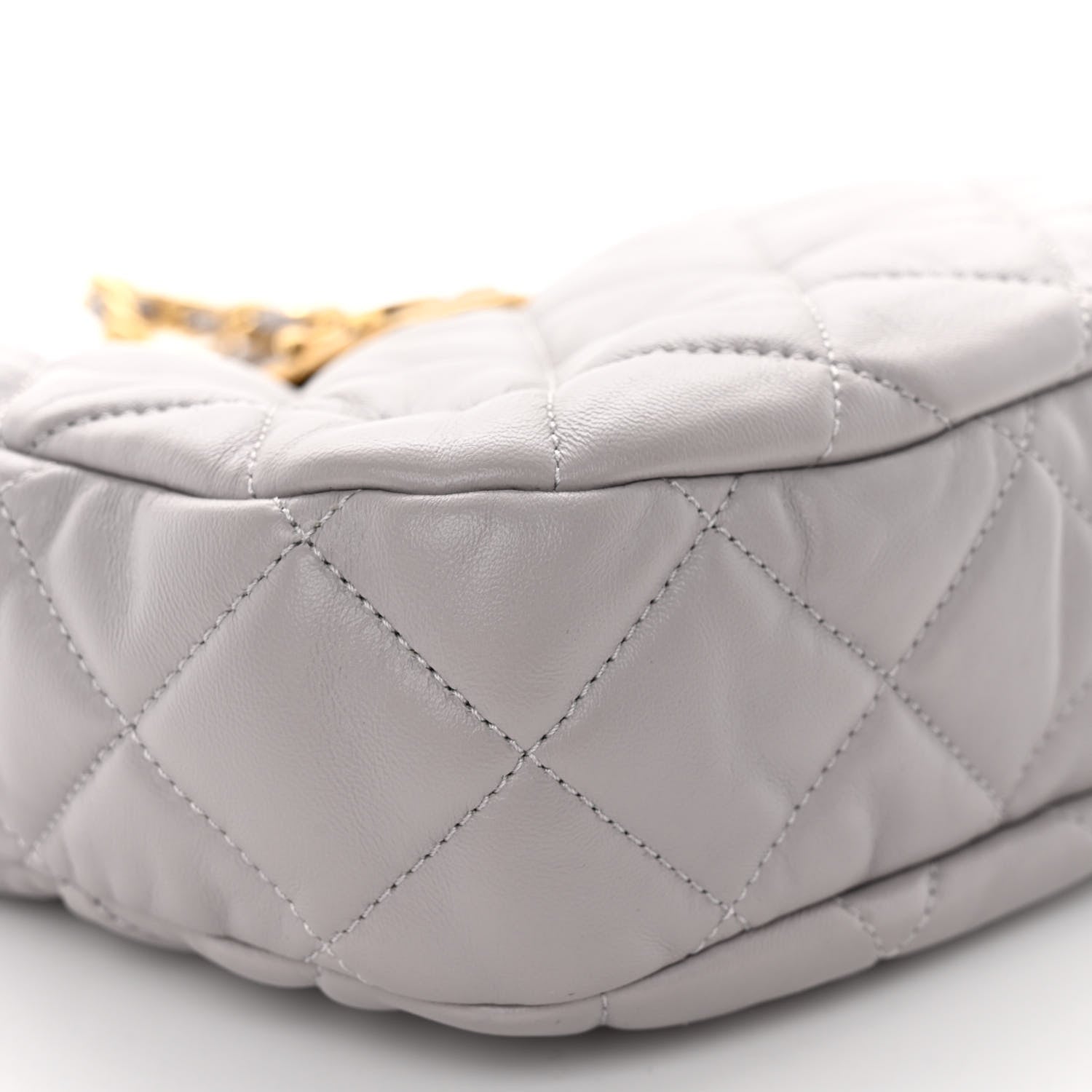 Chanel Lambskin Quilted Chain Hobo Light Grey 9 of 10