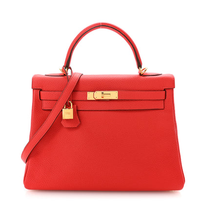 Hermes Taurillon Clemence Kelly Retourne 32 Rouge Tomate 1 of 14