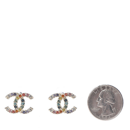Chanel Crystal Over The Rainbow CC Earrings Gold Multicolor 2 of 5