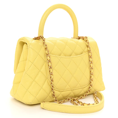 Chanel Caviar Quilted Mini Coco Handle Flap Yellow 3 of 10