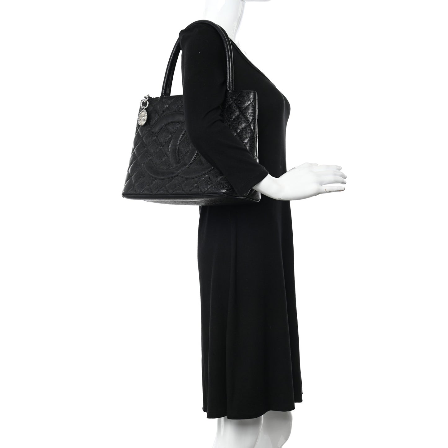 Caviar Quilted Medallion Tote Black