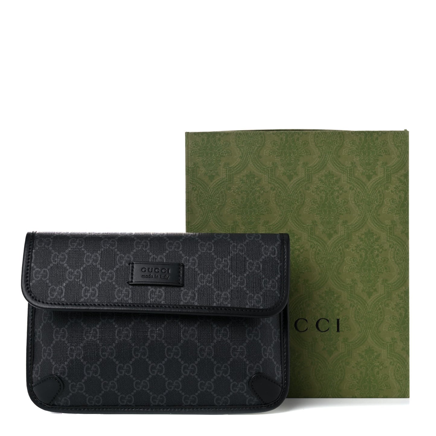 GG Supreme Monogram Web Slim Belt Bag Black Grey