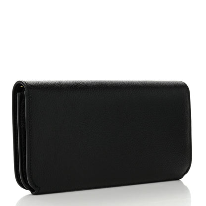 Balenciaga Grained Calfskin Logo Cash Thin Money Wallet Black White 3 of 9
