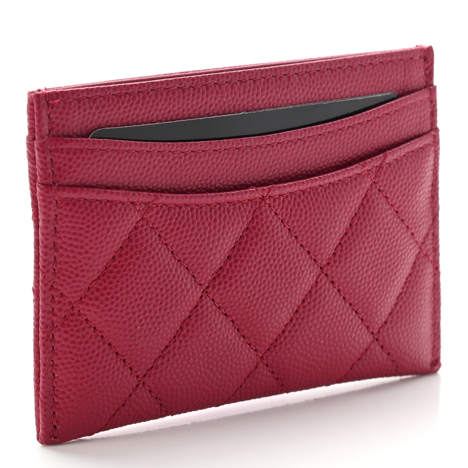 Chanel Caviar Quilted Card Holder Dark Pink 3 of 9