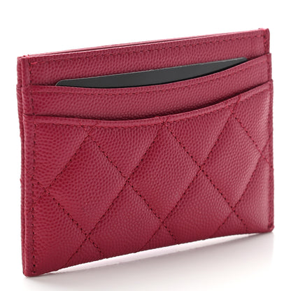 Chanel Caviar Quilted Card Holder Dark Pink 3 of 9