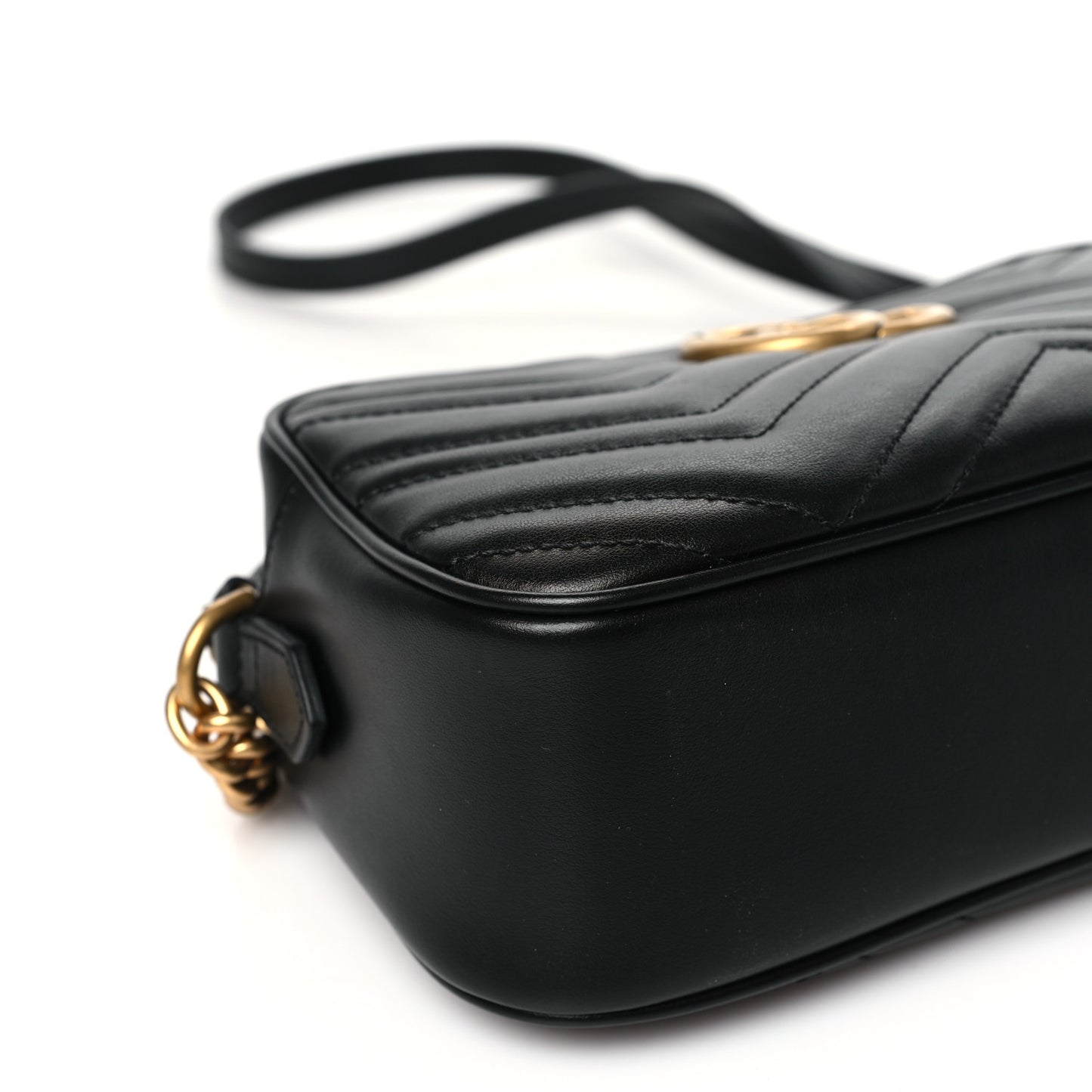 Calfskin Matelasse Small GG Marmont Chain Shoulder Bag Black