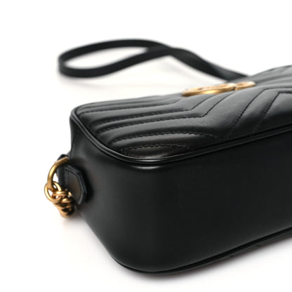 Gucci Calfskin Matelasse Small GG Marmont Chain Shoulder Bag Black 9 of 10