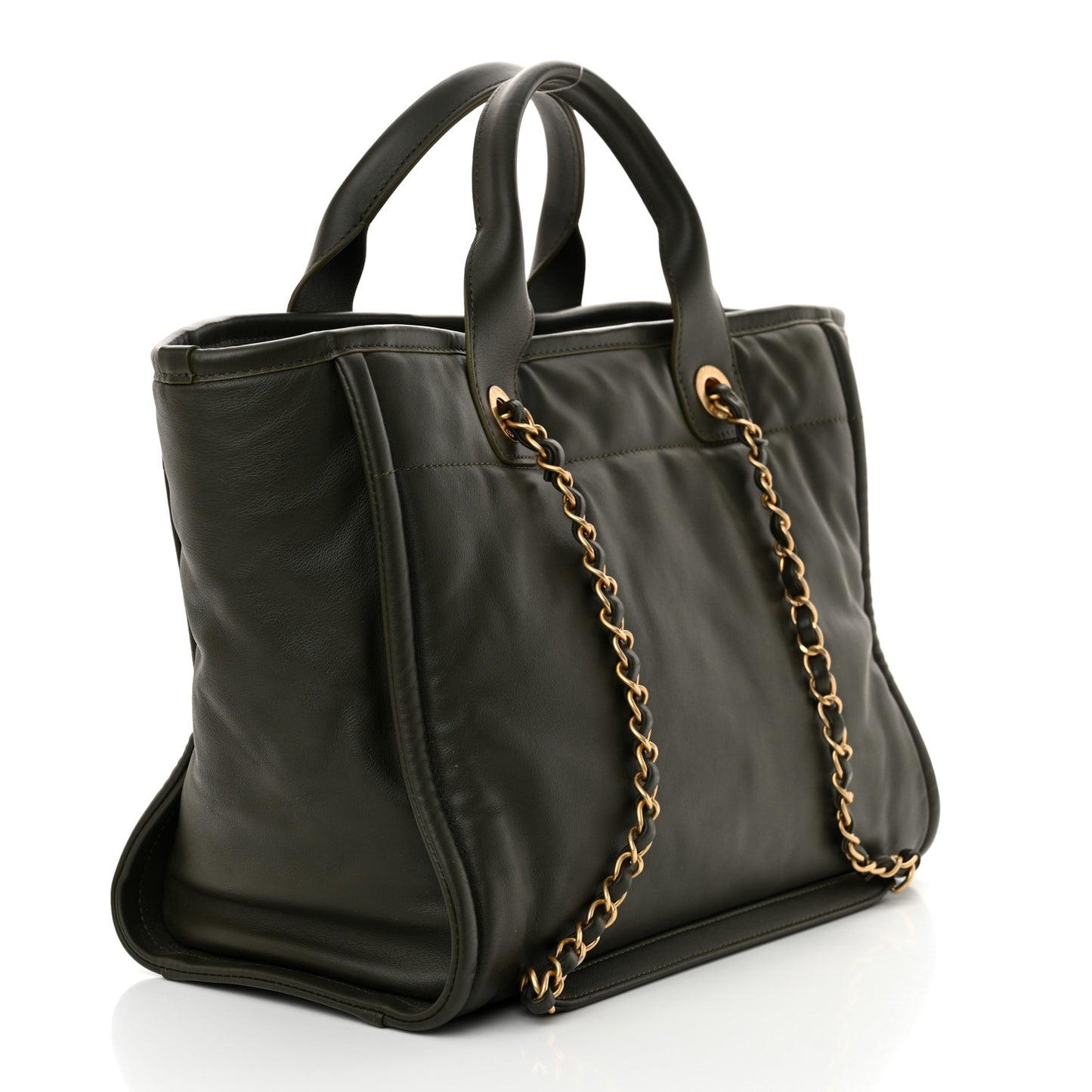 Calfskin Small Deauville Tote Khaki