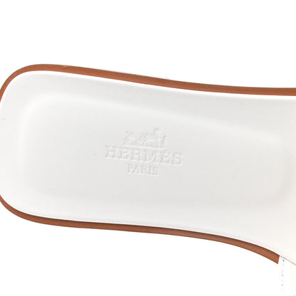 Hermes Box Calfskin Oran Sandals 37.5 White 7 of 8