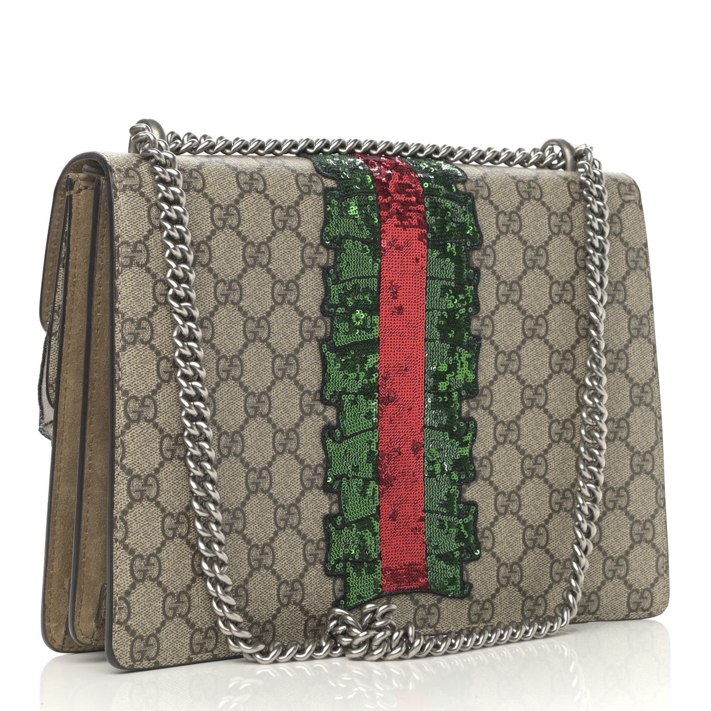 GG Supreme Monogram Lightning Embroidered Medium Dionysus Shoulder Bag Beige