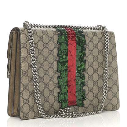 Gucci GG Supreme Monogram Lightning Embroidered Medium Dionysus Shoulder Bag Beige 3 of 12
