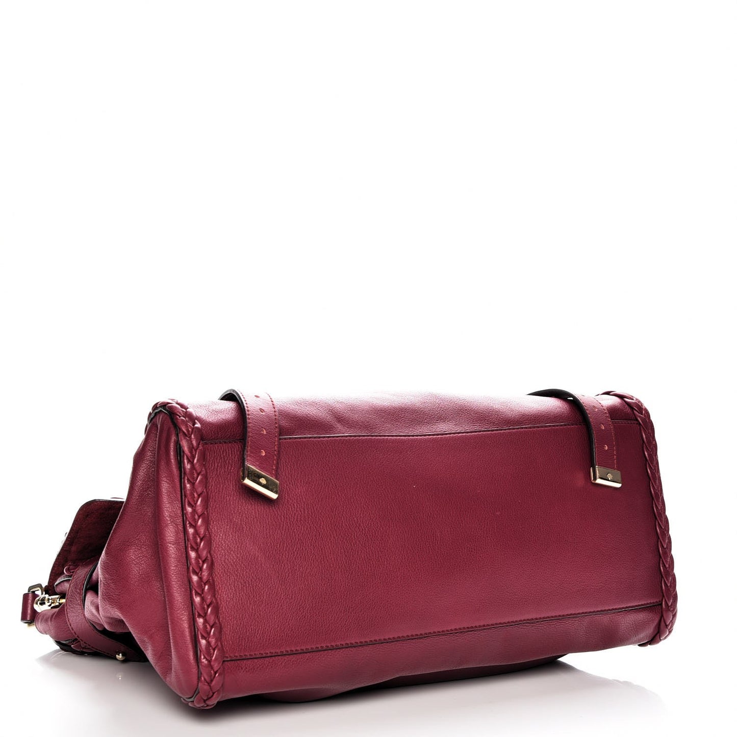Small Grain Calf Nappa Woven Trim Oversized Alexa Berry