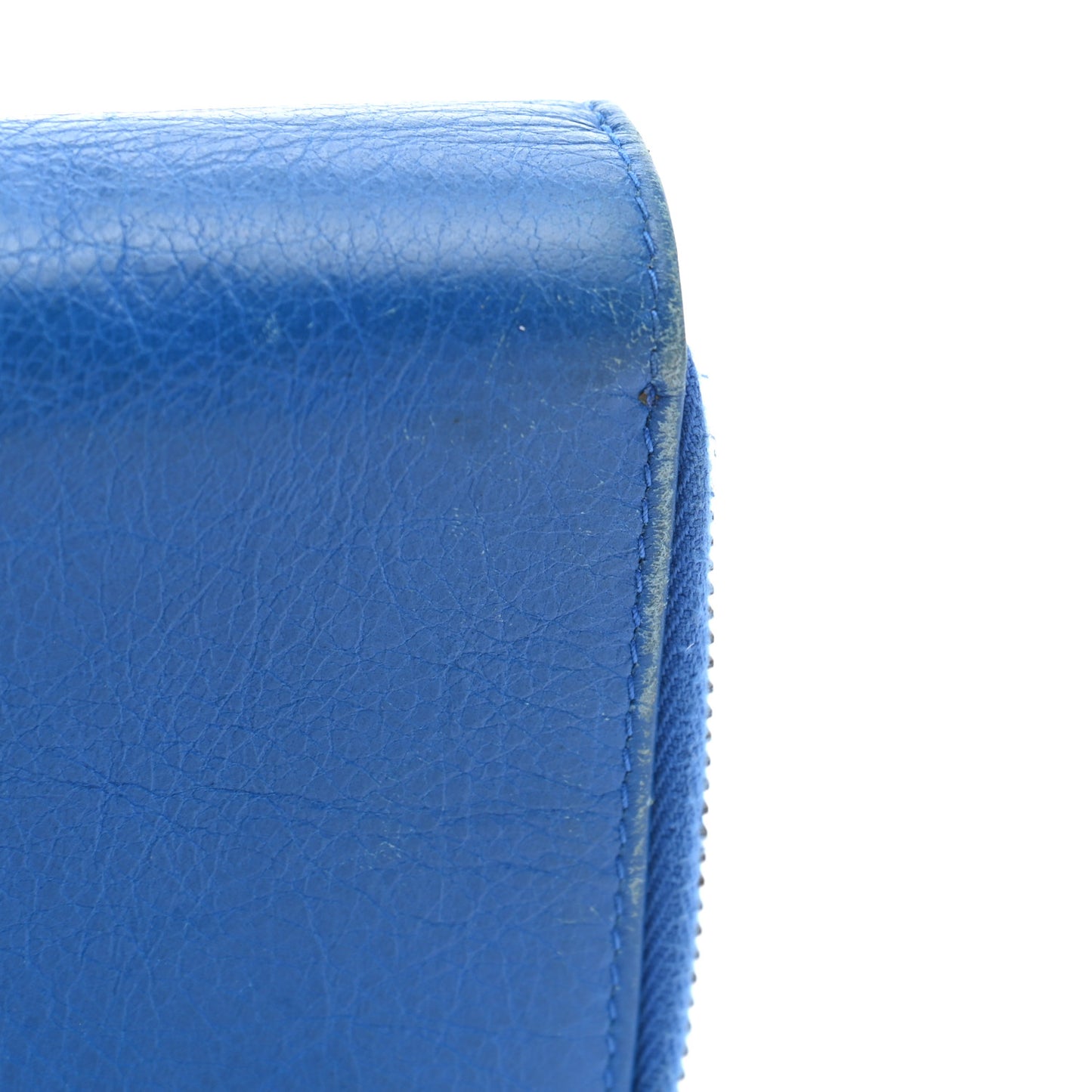Agneau Classic Hardware Bill Fold Zip Wallet Bleu Lazuli