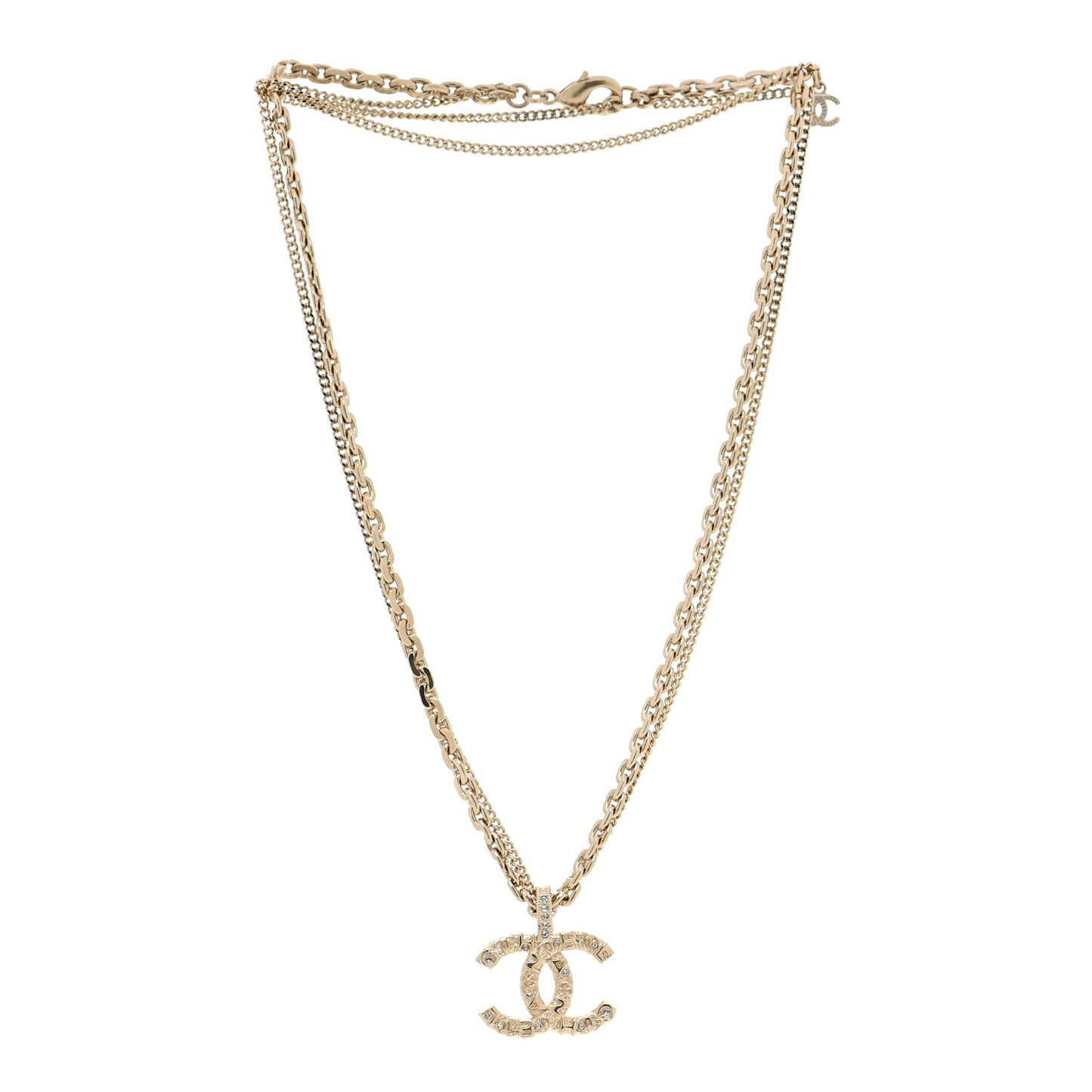 Crystal CC Multi Strand Chain Necklace Gold