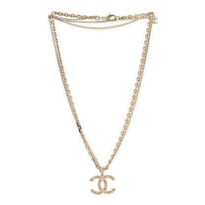 Chanel Crystal CC Multi Strand Chain Necklace Gold 3 of 6