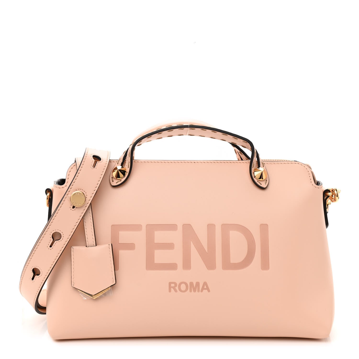 Fendi Vitello King Logo Embossed Medium By The Way Boston Bag Light Rose 1 of 8