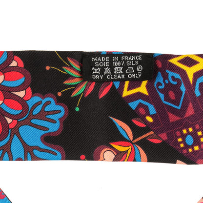 Hermes Silk Fleurs et Papillons de Tissus Twilly Black Rouge Bleu 2 of 5