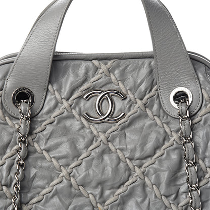 Chanel Calfskin Ultra Stitch Large Bowler Grey 9 of 9