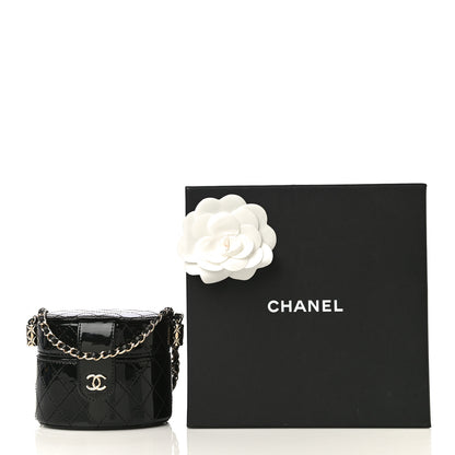 Chanel Patent Quilted Round Small Vanity With Chain Black 11 of 11