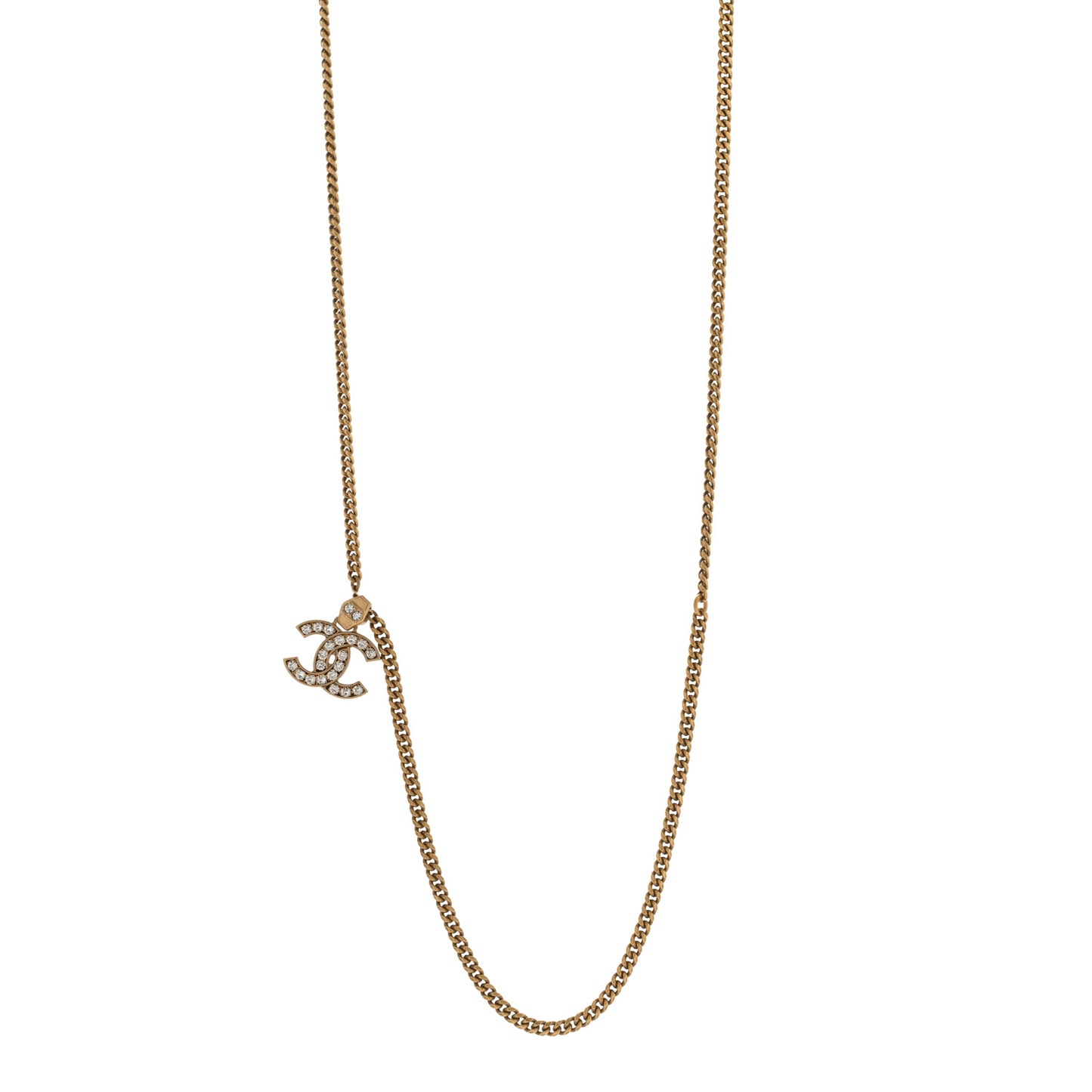 Crystal CC Pendant Necklace Gold