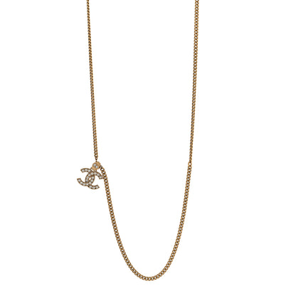 Chanel Crystal CC Pendant Necklace Gold 1 of 6