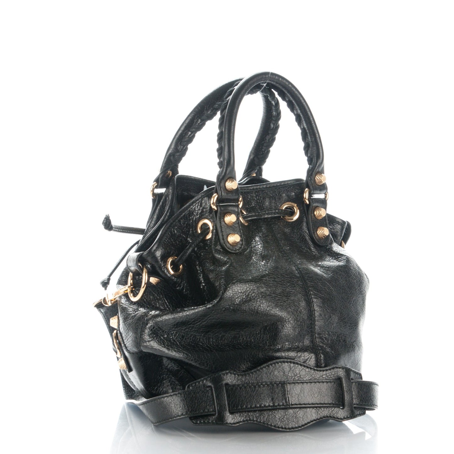 Agneau Giant 12 Gold Hardware Mini Pompon Black