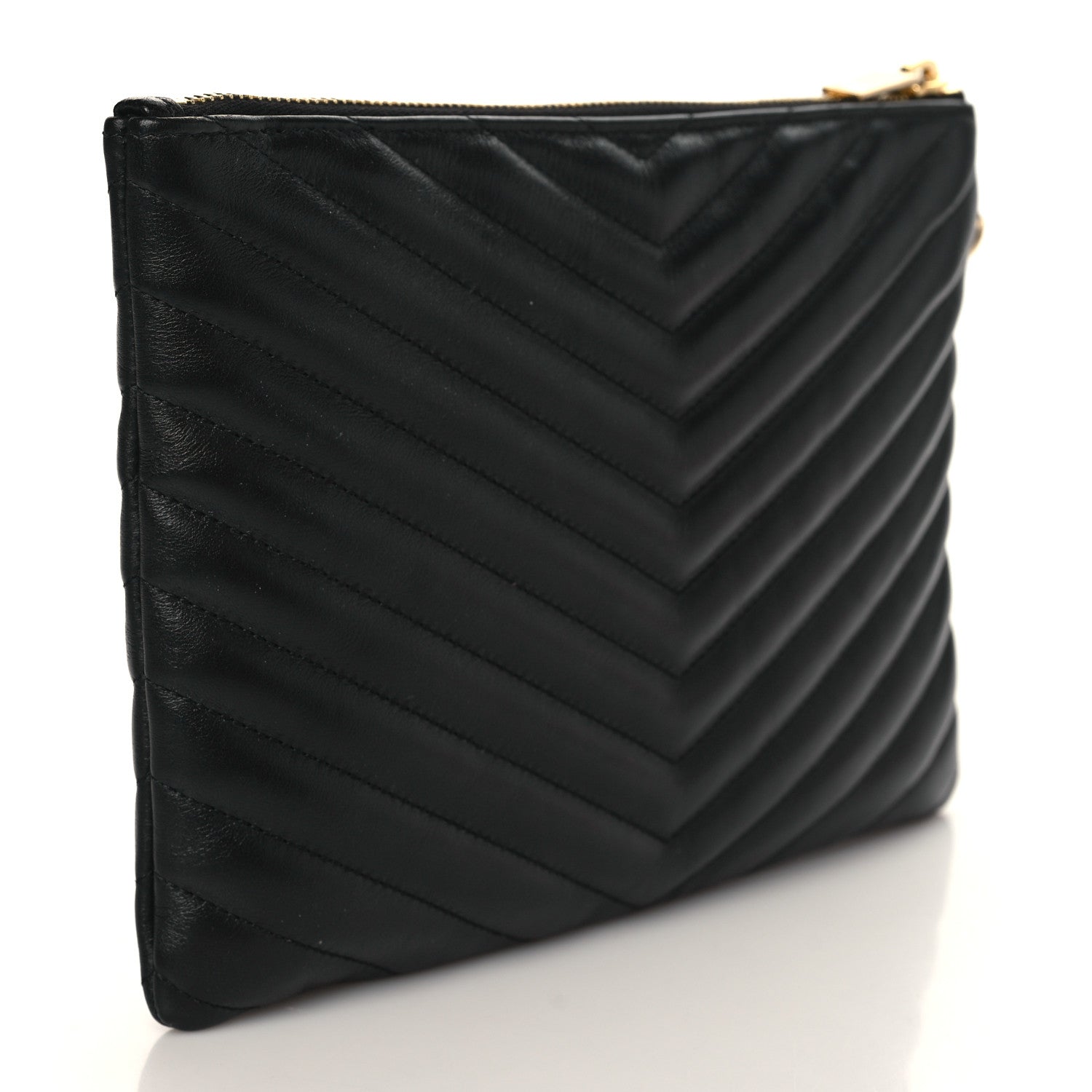 Saint Laurent Calfskin Matelasse Chevron Monogram A5 Wristlet Black 3 of 6