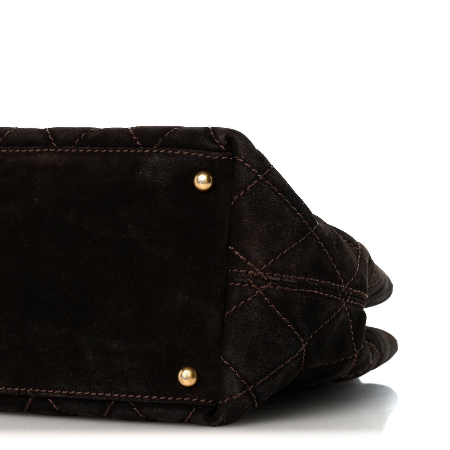 Suede Quilted Shopping Tote Brown