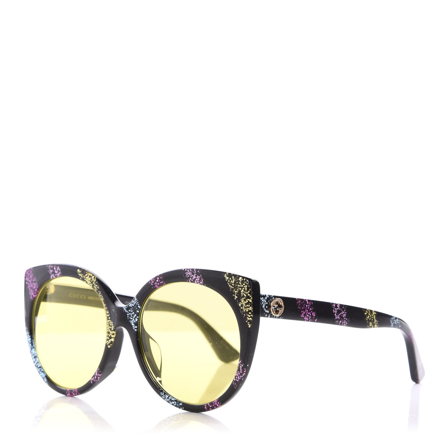 Gucci Glitter Cat Eye Sunglasses GG0325SA Black Yellow 1 of 7