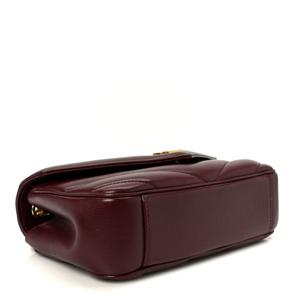 Saint Laurent Lambskin Chevron Quilted Small LouLou Rouge Cabernet 4 of 14