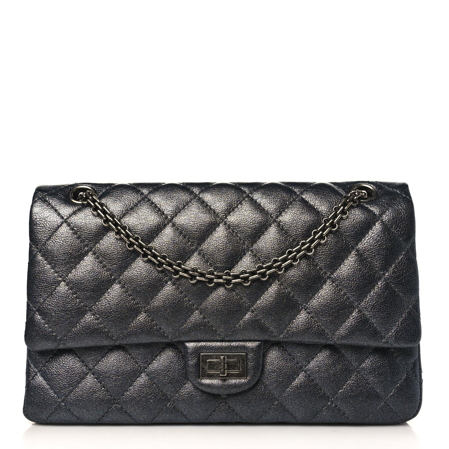 Metallic Calfskin Quilted 2.55 Reissue 227 Flap Charcoal