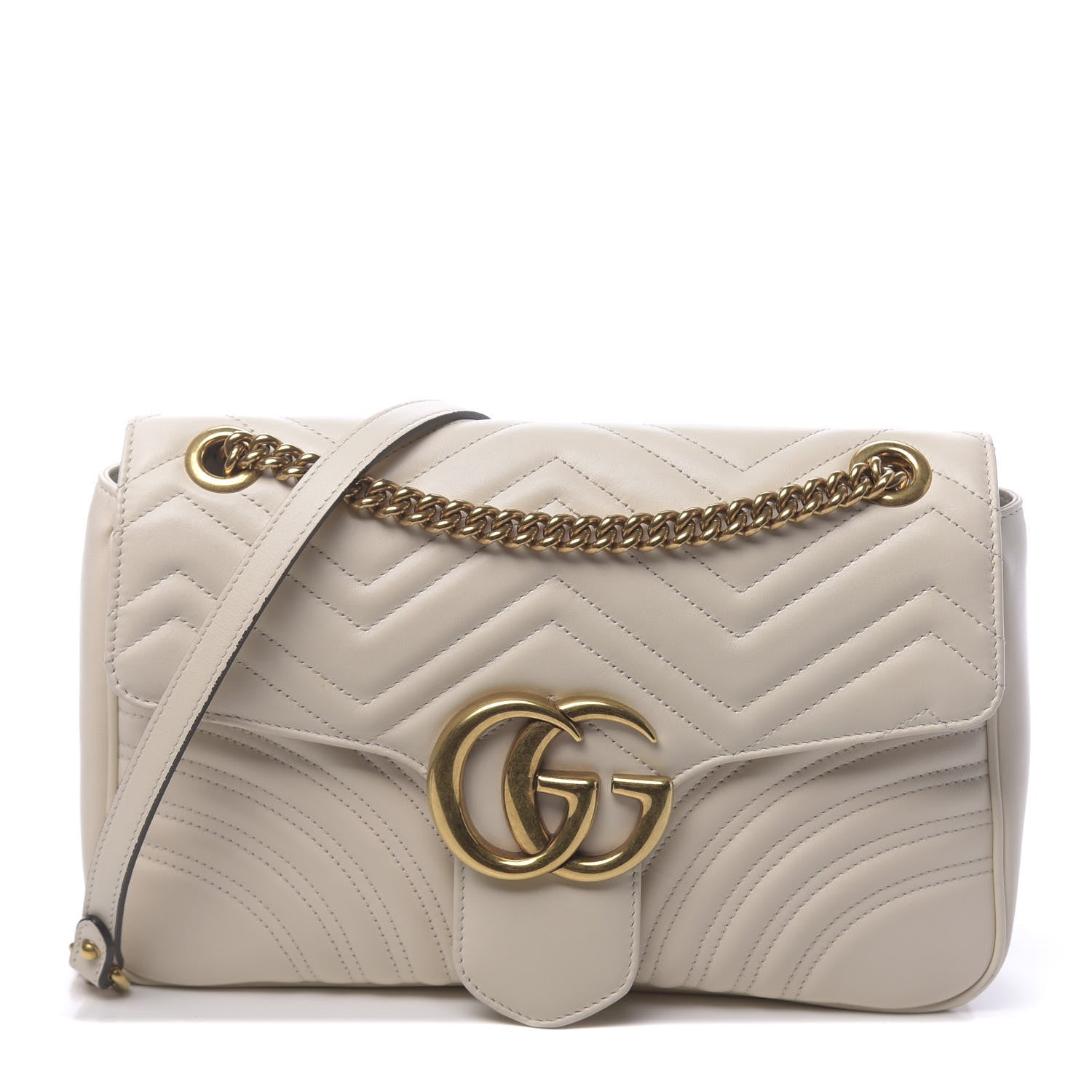 Gucci Calfskin Matelasse Medium GG Marmont Shoulder Bag White 1 of 10