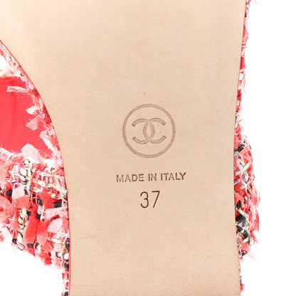 Chanel Tweed CC Logo Thong Sandals 37 Pink 6 of 9