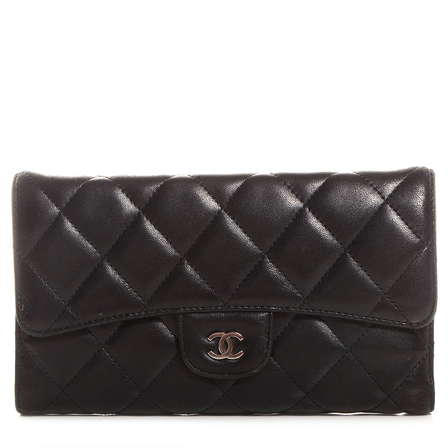 Chanel Lambskin Quilted Large Flap Wallet Black 1 of 8