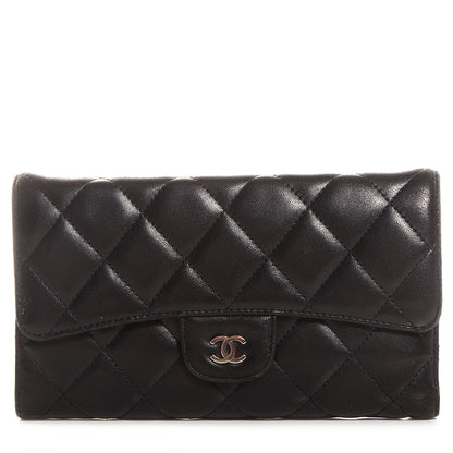 Chanel Lambskin Quilted Large Flap Wallet Black 1 of 8