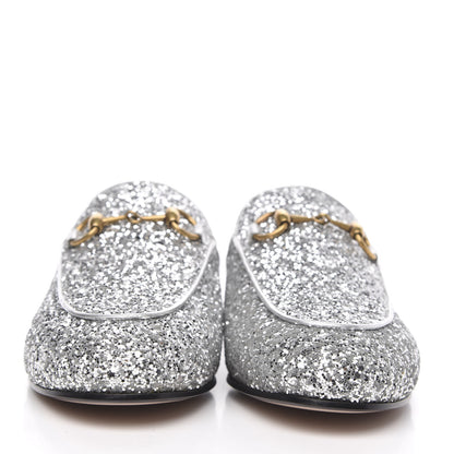 Gucci Glitter Womens Princetown Slippers 35 Silver 2 of 8