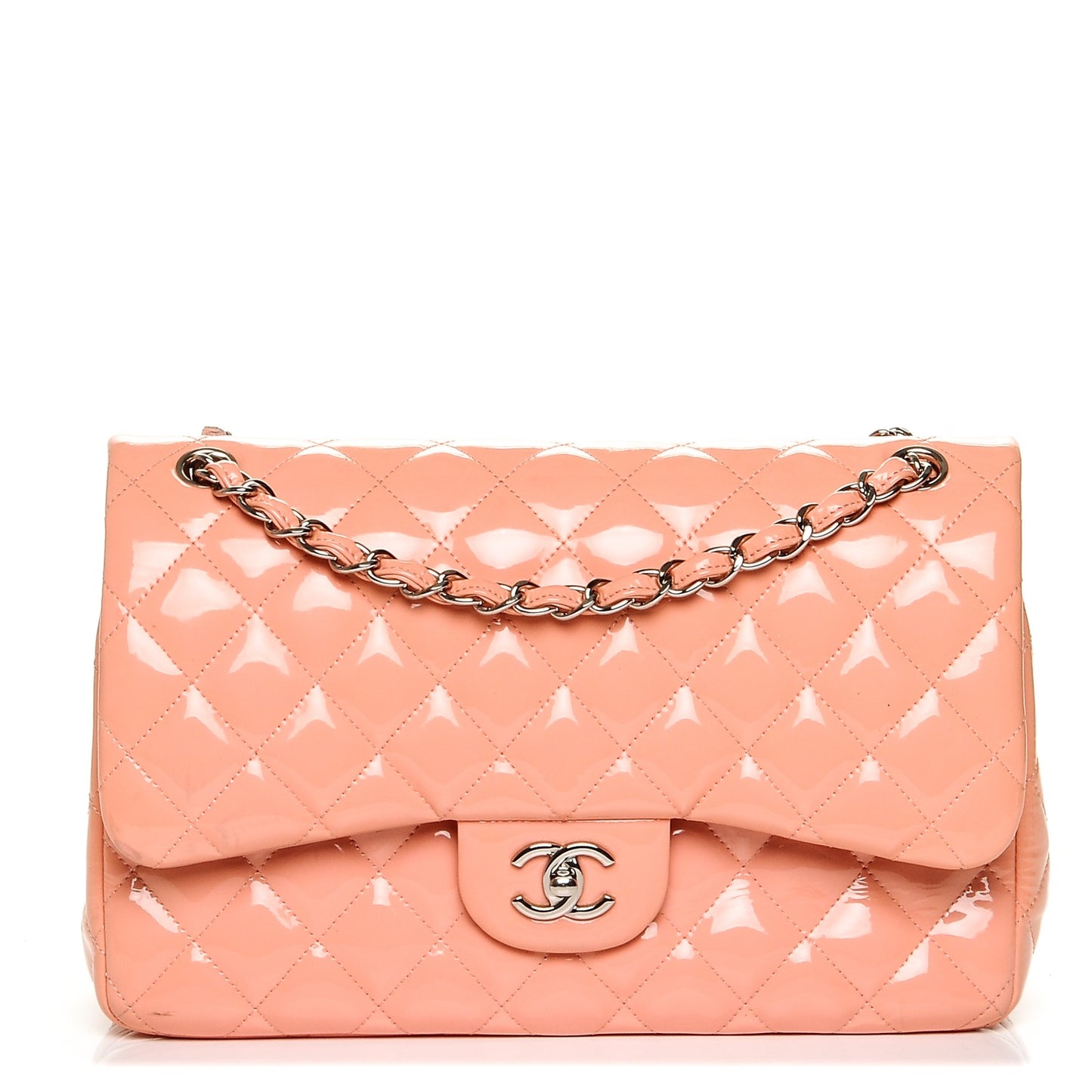 Patent Quilted Jumbo Double Flap Pink