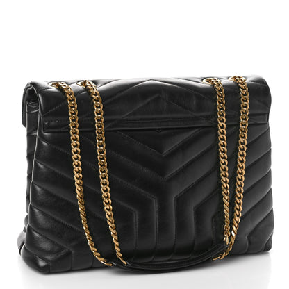 Saint Laurent Calfskin Y Quilted Monogram Medium Loulou Chain Satchel Black 3 of 7