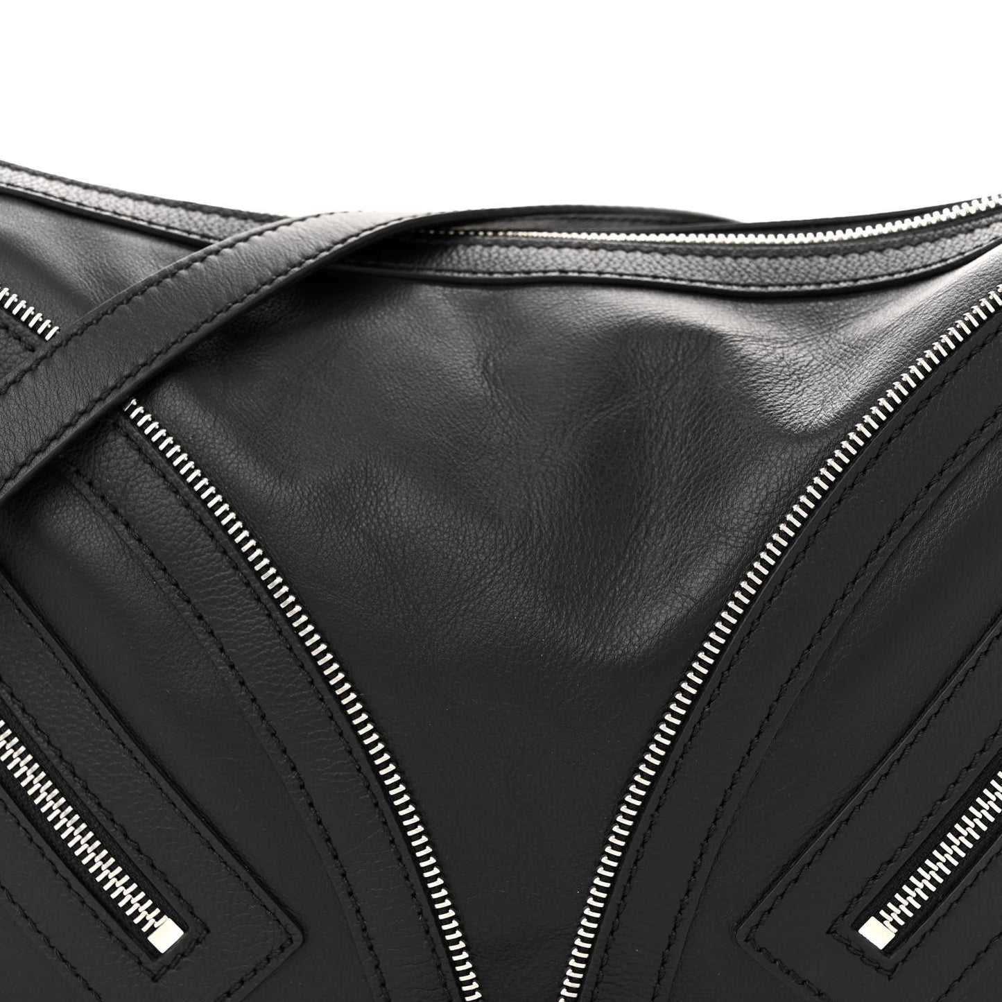 Calfskin Medium Repeat Zip Hobo Black